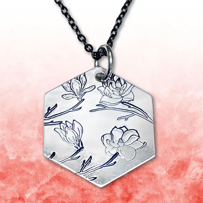Rings DS 12 Magnolia Open Flower 1 Metal Design Stamp 10mm Beaducation Original