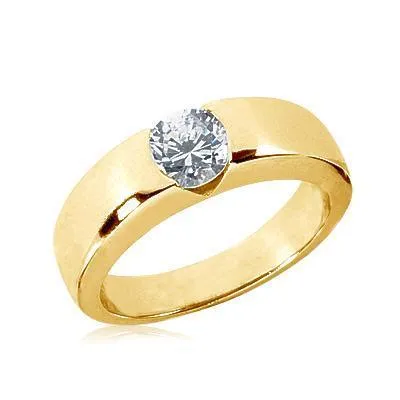 Rings GB 125 Ct Round Brilliant Natural Earth Mined Diamond Solitaire Engagement Ring Gold Gents