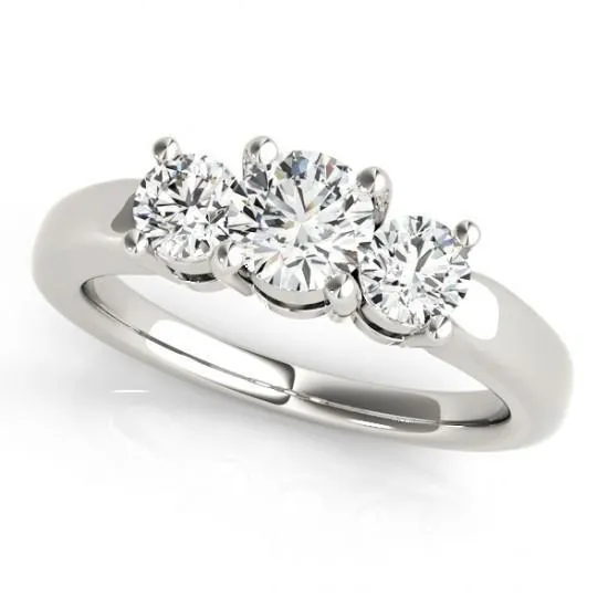Rings GB 2 Carats Three Stone Round Cut Natural Earth Mined Diamond Ring White Gold 14K New