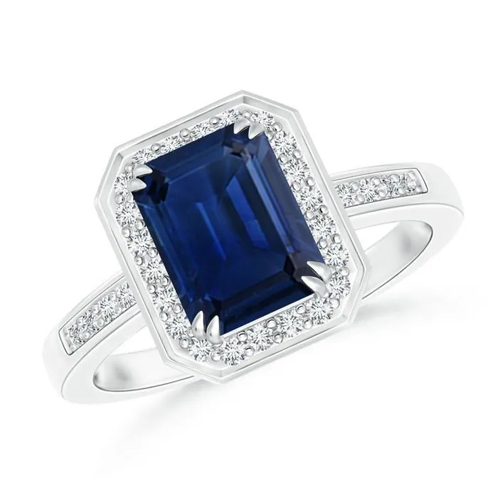 Rings GB 340 Ct Sri Lankan Sapphire Natural Earth Mined Diamonds Ring White Gold 14K