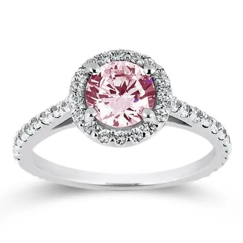 Rings GB 351 Ct Pink Sapphire White Round Natural Earth Mined Diamonds Wedding Ring Gemstone Rings GB 351 Ct Pink Sapphire White Round Natural Earth Mined Diamonds Wedding Ring Gemstone