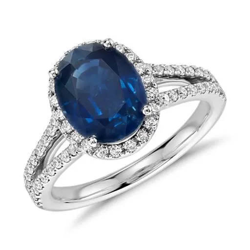 Rings GB 465 Carats Oval Ceylon Blue Sapphire Natural Earth Mined Diamond Wedding Ring Rings GB 465 Carats Oval Ceylon Blue Sapphire Natural Earth Mined Diamond Wedding Ring