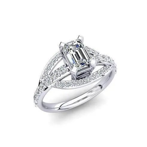 Rings GB Emerald Round Cut Natural Earth Mined Diamond Engagement Ring 250 Carat White Gold 14K
