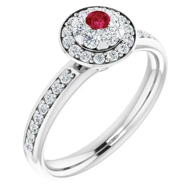 Rings GB Halo Ruby Natural Earth Mined Diamond Ring 180 Carats White Gold 14K Rings GB Halo Ruby Natural Earth Mined Diamond Ring 180 Carats White Gold 14K