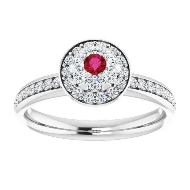 Rings GB Halo Ruby Natural Earth Mined Diamond Ring 180 Carats White Gold 14K Rings GB Halo Ruby Natural Earth Mined Diamond Ring 180 Carats White Gold 14K