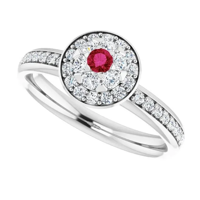 Rings GB Halo Ruby Natural Earth Mined Diamond Ring 180 Carats White Gold 14K Rings GB Halo Ruby Natural Earth Mined Diamond Ring 180 Carats White Gold 14K