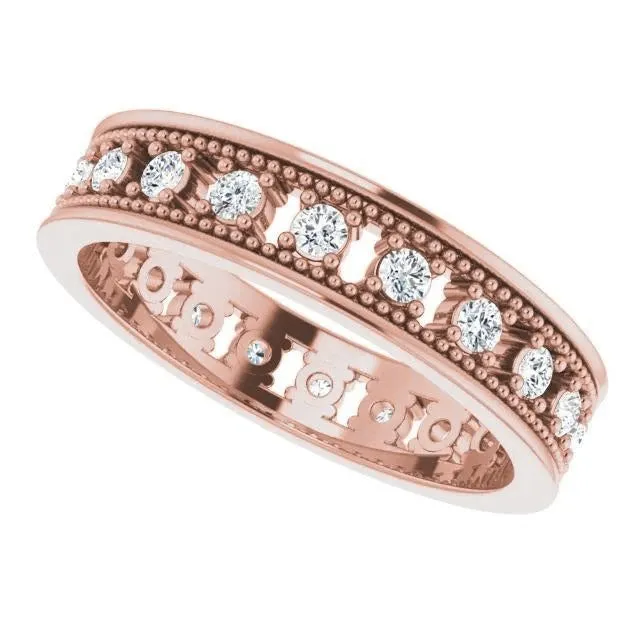 Rings GB Natural Earth Mined Diamond Eternity Band Antique Style 1 Carat Rose Gold 14K Rings GB Natural Earth Mined Diamond Eternity Band Antique Style 1 Carat Rose Gold 14K