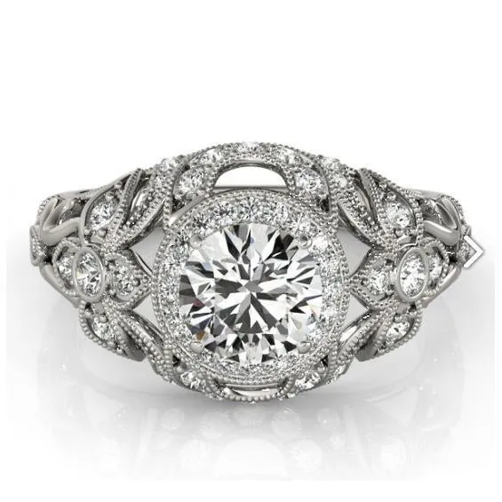 Rings GB Round Natural Earth Mined Diamond Engagement Anniversary Ring Vintage Style 2 Ct WG 14K Rings GB Round Natural Earth Mined Diamond Engagement Anniversary Ring Vintage Style 2 Ct WG 14K