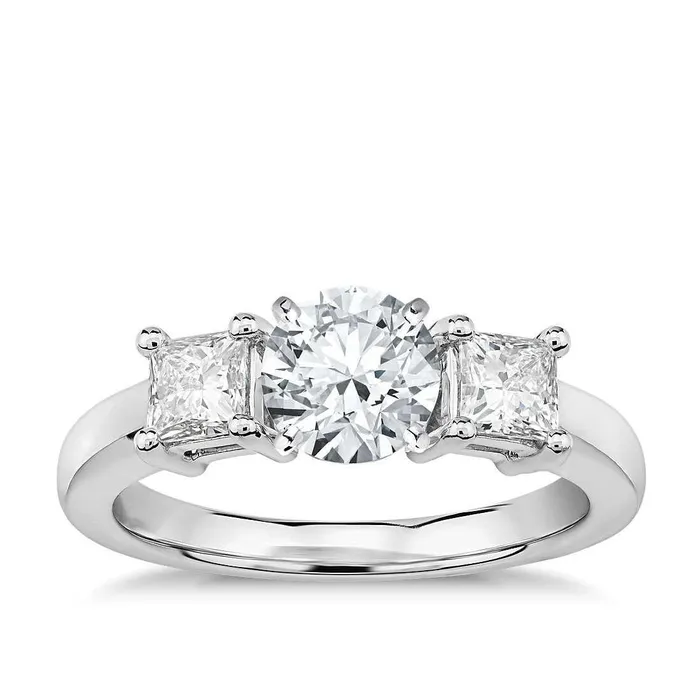 Rings GB Three Stone 375 Ct Natural Earth Mined Diamonds Anniversary Ring White Gold 14K Rings GB Three Stone 375 Ct Natural Earth Mined Diamonds Anniversary Ring White Gold 14K