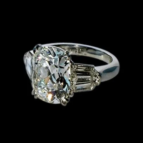 Rings GB Women Cushion Baguette Lab Grown Big Diamond 95 Ct White Gold Three Stone Ring Rings GB Women Cushion Baguette Lab Grown Big Diamond 95 Ct White Gold Three Stone Ring