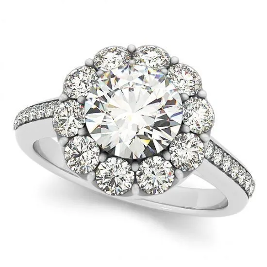 Rings Halo Natural Earth Mined Diamond Solitaire Ring Flower Shape With Accent 275 Carat WG 14K GB Rings Halo Natural Earth Mined Diamond Solitaire Ring Flower Shape With Accent 275 Carat WG 14K GB