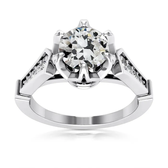 Rings HarryChadEntcom 14K Gold Round Old Mine Cut Real Natural Earth Mined Diamond Ring 6 Prong Set 425 Carats Rings HarryChadEntcom 14K Gold Round Old Mine Cut Real Natural Earth Mined Diamond Ring 6 Prong Set 425 Carats