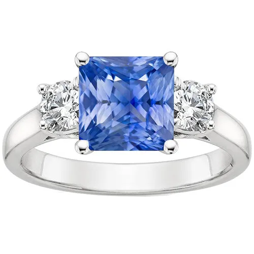 Rings HarryChadEntcom 4 Carats Blue Ceylon Sapphire Round Natural Earth Mined Diamond 3 Stone Ring Gold 14K Rings HarryChadEntcom 4 Carats Blue Ceylon Sapphire Round Natural Earth Mined Diamond 3 Stone Ring Gold 14K