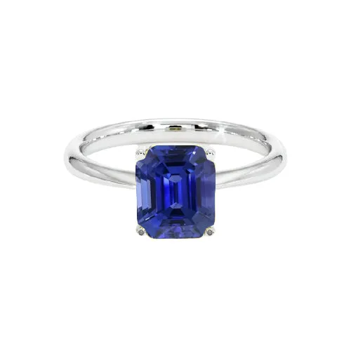 Rings HarryChadEntcom Blue Sapphire Solitaire Ring Emerald Cut 150 Carats White Gold Rings HarryChadEntcom Blue Sapphire Solitaire Ring Emerald Cut 150 Carats White Gold