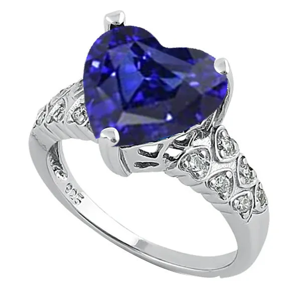 Rings HarryChadEntcom Gemstone Jewelry Ring Heart Ceylon Sapphire With Natural Earth Mined Diamonds 4 Carats Rings HarryChadEntcom Gemstone Jewelry Ring Heart Ceylon Sapphire With Natural Earth Mined Diamonds 4 Carats