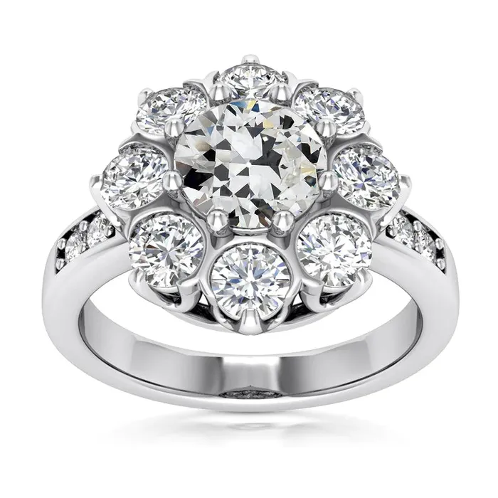 Rings HarryChadEntcom Halo Ring Round Old Mine Cut Natural Earth Mined Diamond Prong Set 8 Carats Rings HarryChadEntcom Halo Ring Round Old Mine Cut Natural Earth Mined Diamond Prong Set 8 Carats