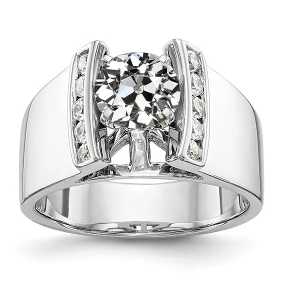 Rings HarryChadEntcom Round Old Mine Cut Real Natural Earth Mined Diamond Fancy Ring Channel Set 3 Carats Jewelry