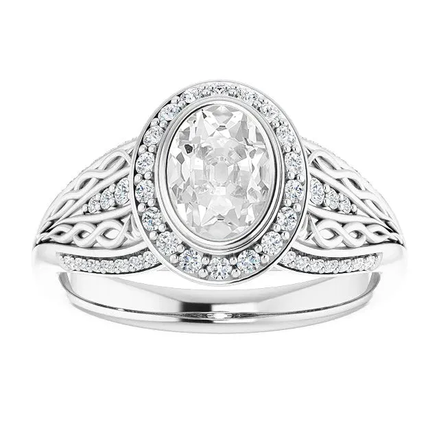 Rings HarryChadEntcom Vintage Style Halo Oval Old Miner Natural Earth Mined Diamond Ring 550 Carats Bezel Set Rings HarryChadEntcom Vintage Style Halo Oval Old Miner Natural Earth Mined Diamond Ring 550 Carats Bezel Set