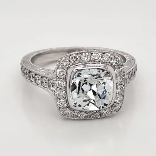 Rings HarryChadEntcom White Gold Halo Cushion Old Cut Mined Diamond Wedding Ring 450 Carats Rings HarryChadEntcom White Gold Halo Cushion Old Cut Mined Diamond Wedding Ring 450 Carats