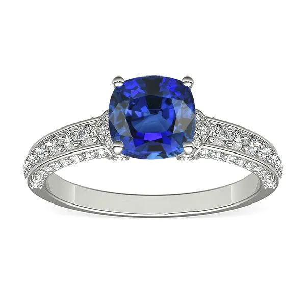 Rings HarryChadEntcom White Gold Natural Earth Mined Diamond Blue Sapphire Engagement Ring Prong Set 350 Carats