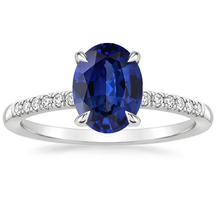 Rings HarryChadEntcom White Gold Solitaire With Accents Ring Blue Sapphire 4 Carats Rings HarryChadEntcom White Gold Solitaire With Accents Ring Blue Sapphire 4 Carats