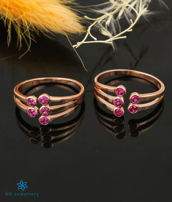 Rings Imported The Layla Silver Rosegold ToeRings Front open