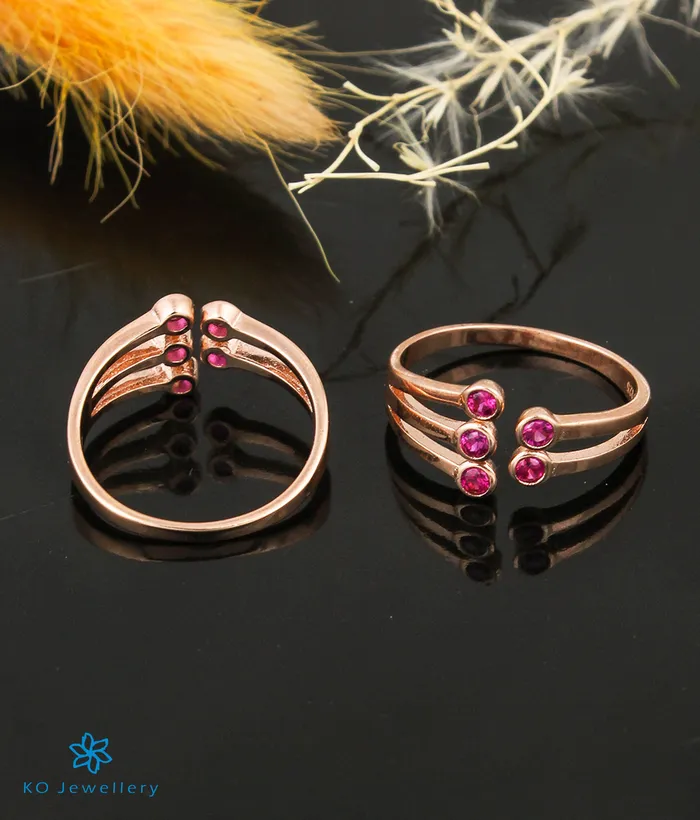Rings Imported The Layla Silver Rosegold ToeRings Front open