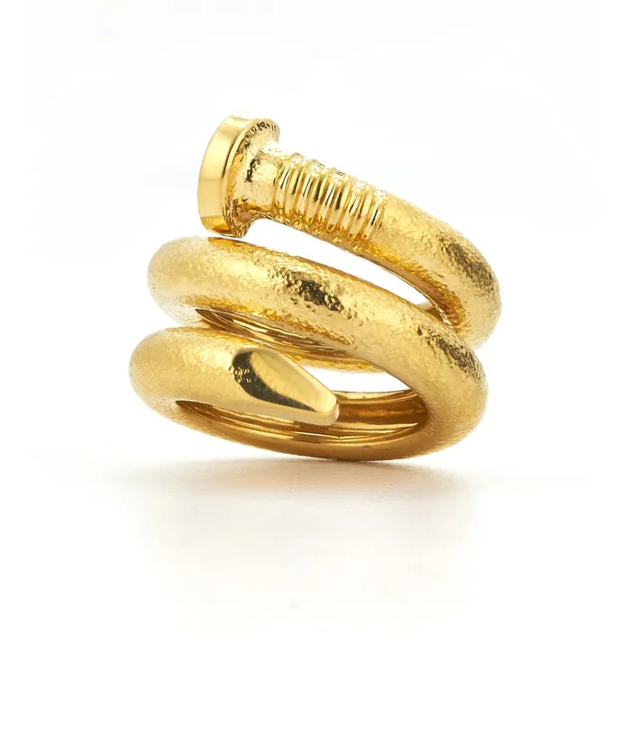 Rings Large Nail Ring Hammered 18K Gold David Webb