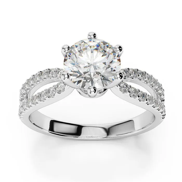 Rings Round Cut 3 Carats Natural Earth Mined Diamond Engagement Ring Split Shank New GB