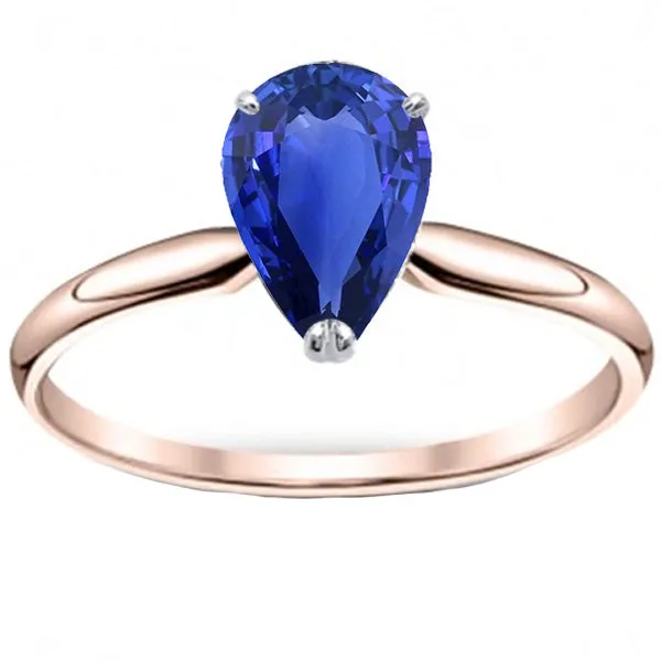Rings Solitaire Ring Pear Sri Lankan Sapphire 3 Carats HarryChadEntcom