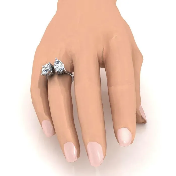 Rings Toi et Moi Two Stone Round Pear Natural Earth Mined Diamond Ring 4 Carats White Gold 14K GB Rings Toi et Moi Two Stone Round Pear Natural Earth Mined Diamond Ring 4 Carats White Gold 14K GB