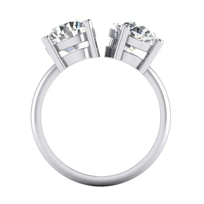 Rings Toi et Moi Two Stone Round Pear Natural Earth Mined Diamond Ring 4 Carats White Gold 14K GB Rings Toi et Moi Two Stone Round Pear Natural Earth Mined Diamond Ring 4 Carats White Gold 14K GB