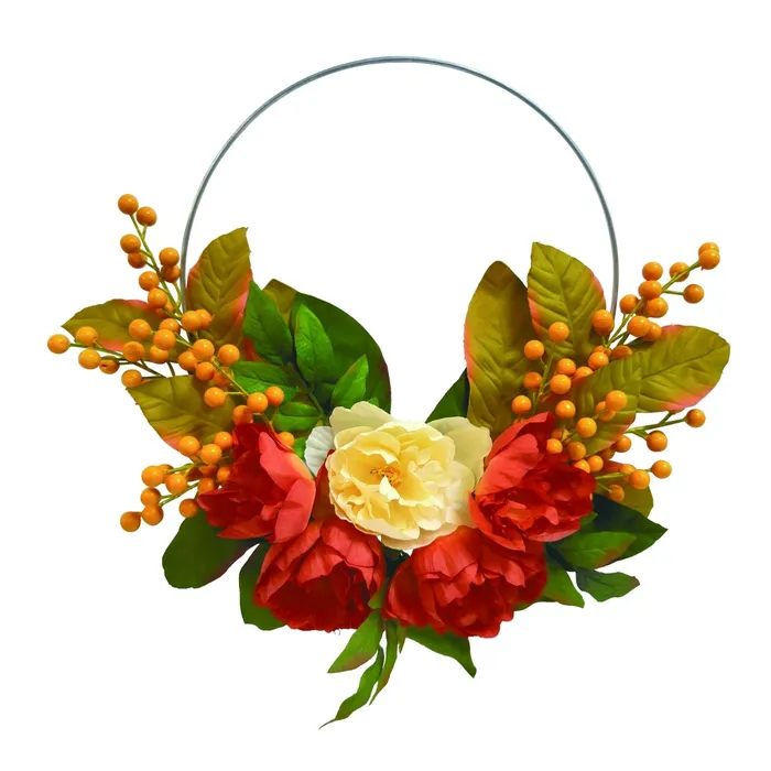 Rings Transpac Transpac Metal Ring Spring Flower Wreath