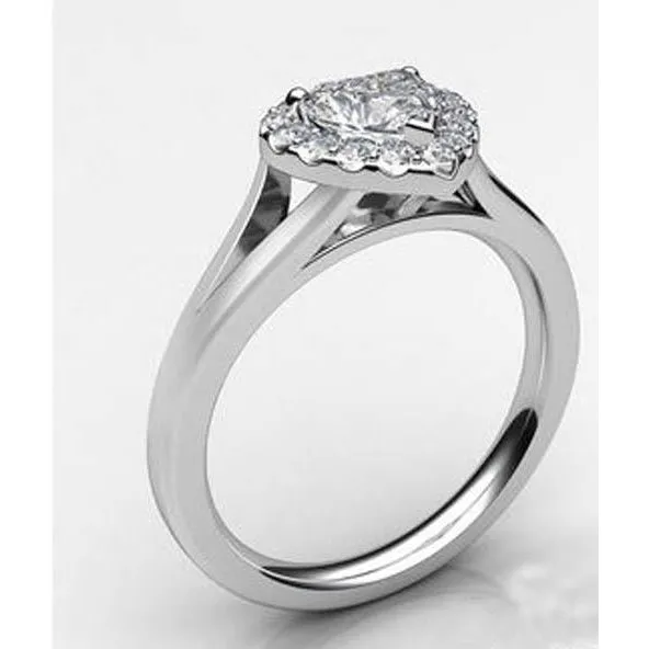 Rings White Gold 14K Heart Cut With Round Halo Natural Earth Mined Diamond Ring 590 Ct GB Rings White Gold 14K Heart Cut With Round Halo Natural Earth Mined Diamond Ring 590 Ct GB
