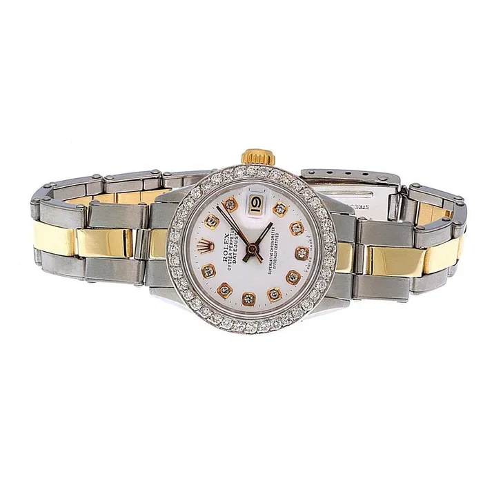 Rolex Datejust Two Tone Ladies Watch Diamond Bezel GB Rings