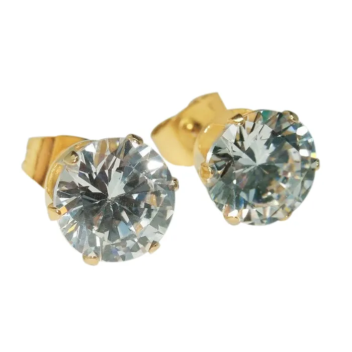 Round Cut Natural Earth Mined Diamond Lady Stud Earring 4 Carats Yellow Gold 14K GB Earrings Round Cut Natural Earth Mined Diamond Lady Stud Earring 4 Carats Yellow Gold 14K GB Earrings