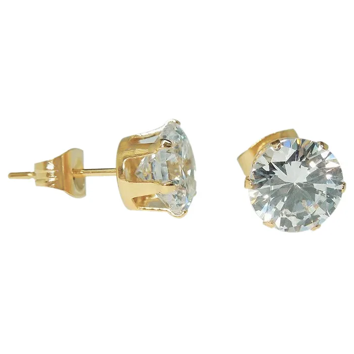 Round Cut Natural Earth Mined Diamond Lady Stud Earring 4 Carats Yellow Gold 14K GB Earrings Round Cut Natural Earth Mined Diamond Lady Stud Earring 4 Carats Yellow Gold 14K GB Earrings