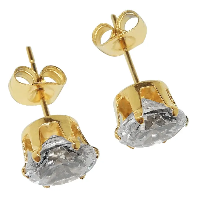 Round Cut Natural Earth Mined Diamond Lady Stud Earring 4 Carats Yellow Gold 14K GB Earrings Round Cut Natural Earth Mined Diamond Lady Stud Earring 4 Carats Yellow Gold 14K GB Earrings