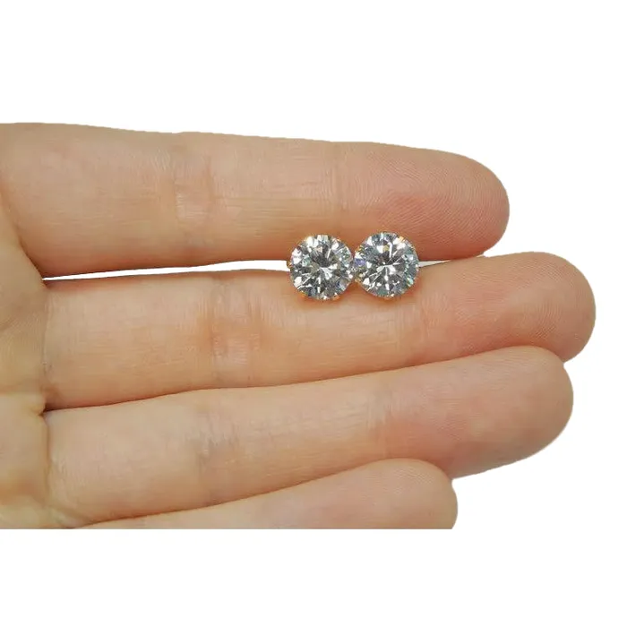 Round Cut Natural Earth Mined Diamond Lady Stud Earring 4 Carats Yellow Gold 14K GB Earrings Round Cut Natural Earth Mined Diamond Lady Stud Earring 4 Carats Yellow Gold 14K GB Earrings