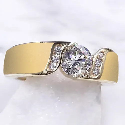 Round Natural Earth Mined Diamond Engagement Ring 180 Carats Yellow Gold Jewelry New GB Rings Round Natural Earth Mined Diamond Engagement Ring 180 Carats Yellow Gold Jewelry New GB Rings
