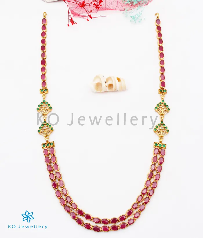 Silversmith Necklaces The Abhra Silver Layered Necklace Red