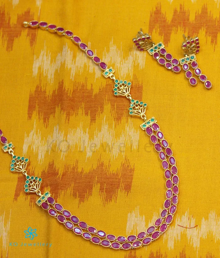 Silversmith Necklaces The Abhra Silver Layered Necklace Red