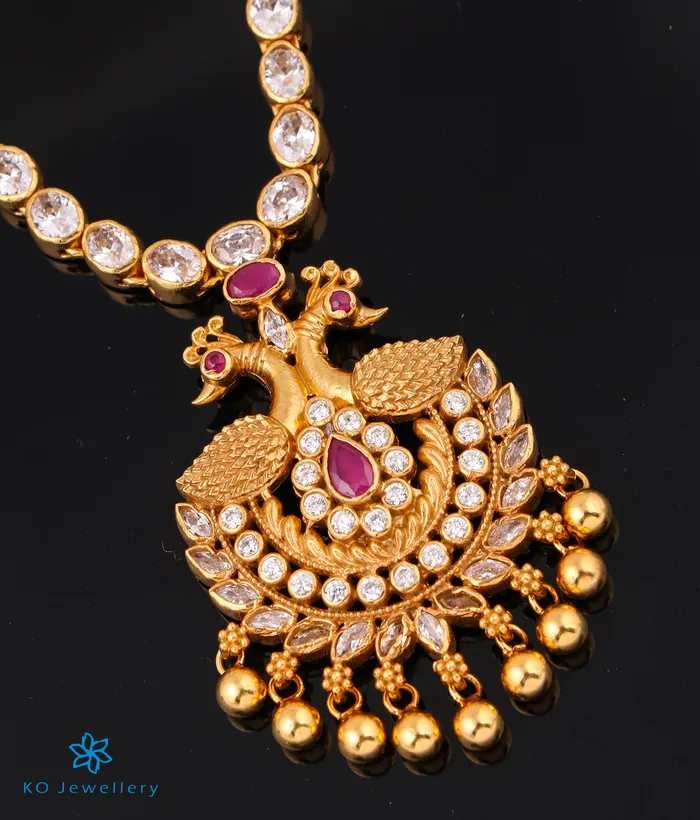Silversmith Necklaces The Sahana Silver Peacock Kemp Necklace
