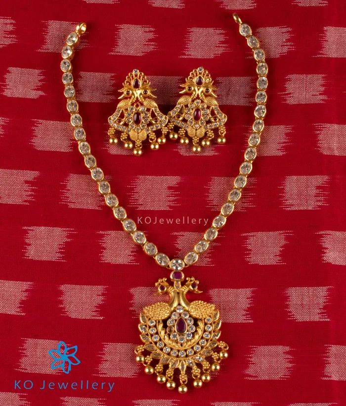 Silversmith Necklaces The Sahana Silver Peacock Kemp Necklace