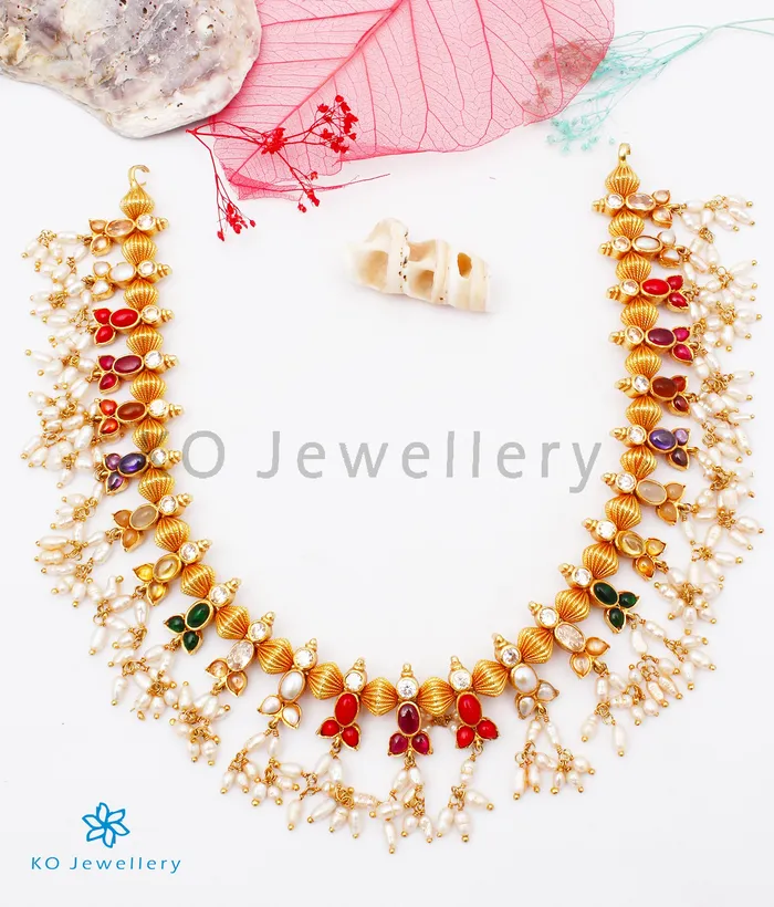 Silversmith Necklaces The Sampriti Silver Navratna Necklace Short