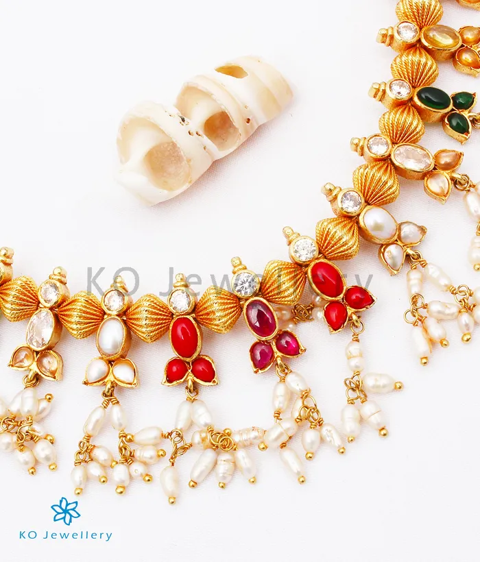Silversmith Necklaces The Sampriti Silver Navratna Necklace Short