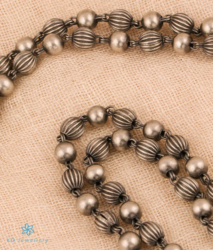 Silversmith Necklaces The Surabhi Lakshmi Silver Nakkasi Beads Necklace