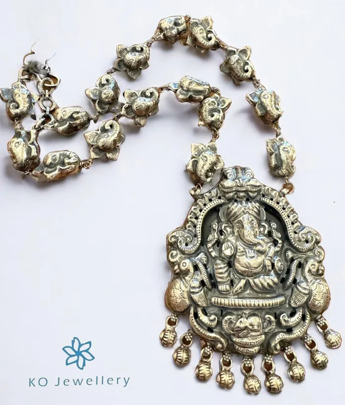 Silversmith Necklaces The Viratpati Silver Ganesha Nakkasi Necklace