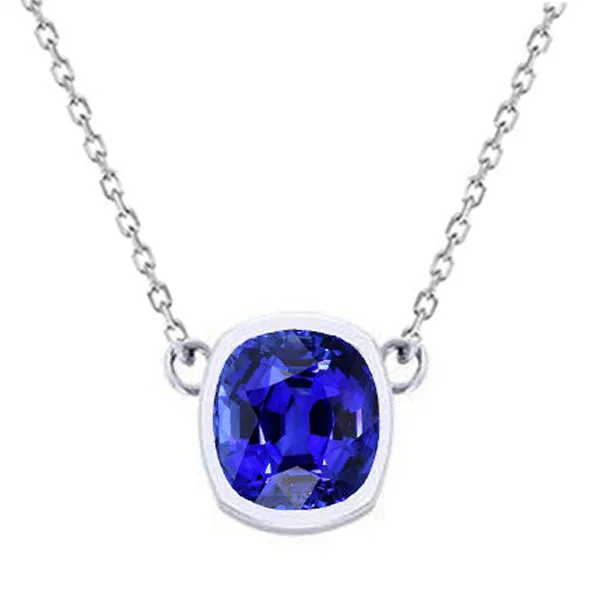 Solitaire Pendant Bezel Set Cushion Blue Sapphire Dog Ear 3 Carats HarryChadEntcom Earrings Solitaire Pendant Bezel Set Cushion Blue Sapphire Dog Ear 3 Carats HarryChadEntcom Earrings