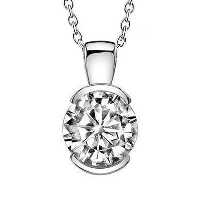 Solitaire Round Cut Natural Earth Mined Diamond Ladies Pendant 2 Ct White Gold Jewelry GB Necklaces Solitaire Round Cut Natural Earth Mined Diamond Ladies Pendant 2 Ct White Gold Jewelry GB Necklaces